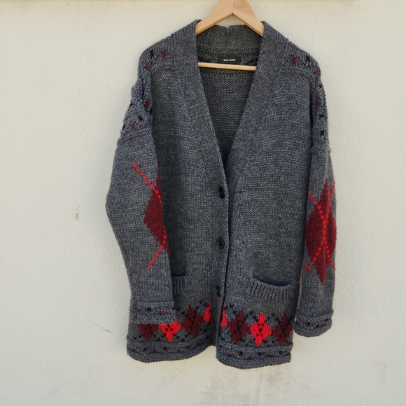 ISABEL MARANT Geena Oversized Argyle WoolAlpaca Blend Cardigan - Picture 4 of 11